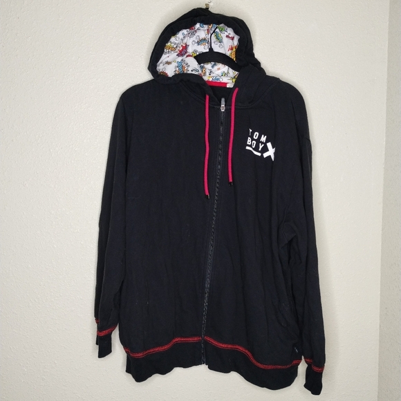 TomBoyX French Terry Zip Up Hoodie Black with Kapow! Size 3X - Picture 1 of 7